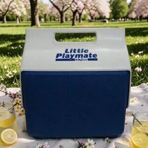 Vintage Little Playmate by Igloo Cooler Lunchbox Holds 6 - 8 12 Ounce Cans Blue
